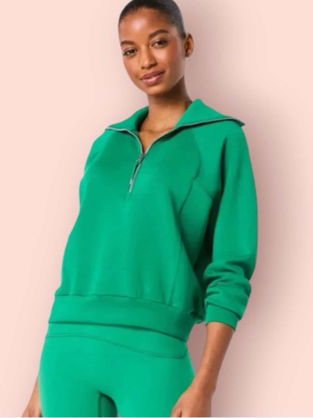 SPANX AirEssentials Green Half Zip Sweatshirt